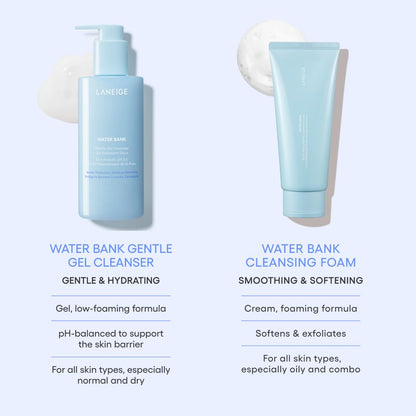 LANEIGE Water Bank Gentle Gel Facial Cleanser: Hydrating, Non-Stripping, Ph-Balanced, Barrier-Boosting, & Fragrance Free with Blue Hyaluronic Acid | Korean Skin Care