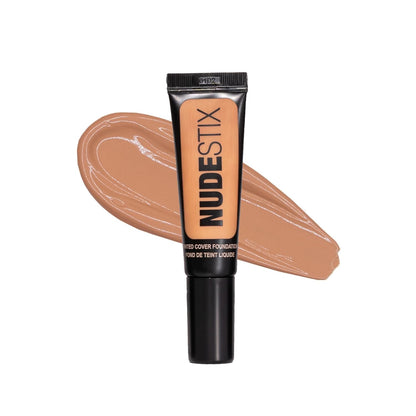 Nudestix Nudies Glow Cream Highlighter Bronze + Glow 3-In-1 All over Face Colour for Eyes, Cheeks, Lips W/Blending Brush Tinted Cover Liquid Foundation, Buildable Coverage for Even Skin Tone, Flawless Natural Lightweight Makeup Finish, 0.84 Fl Oz (25 Ml)