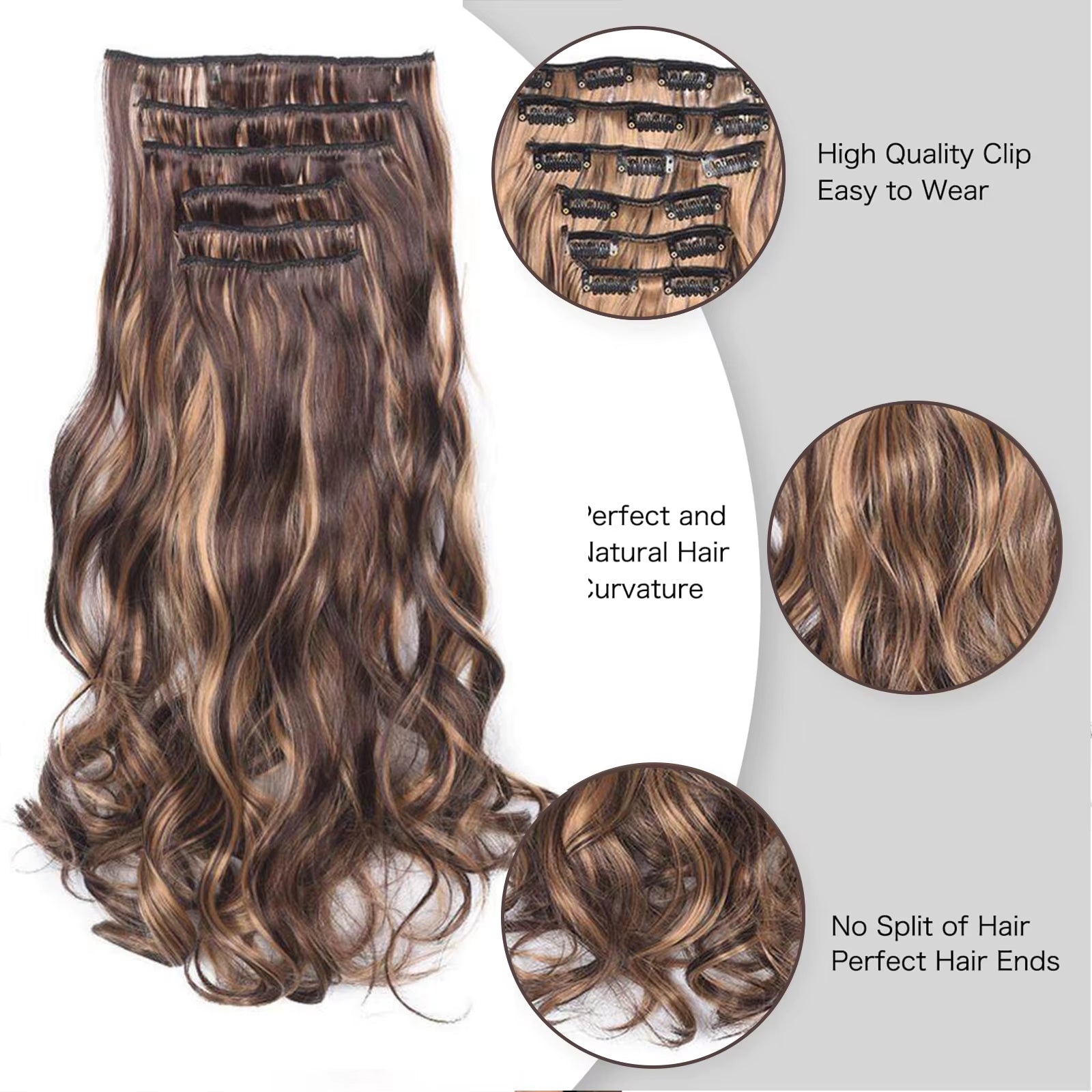 Synthetic 6Pcs Clip in Hair Extensions Soft Long Wavy Clip on Hair Extensions Thick Hairpieces Curly Clip in Hair Extensions