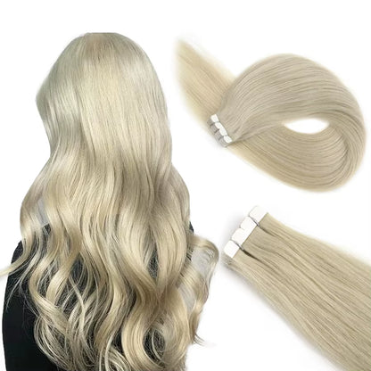 Mini Tape in Human Hair Extensions Straight Seamless Skin Weft Invisible Natural Non-Remy Human Hair Adhesive Extension