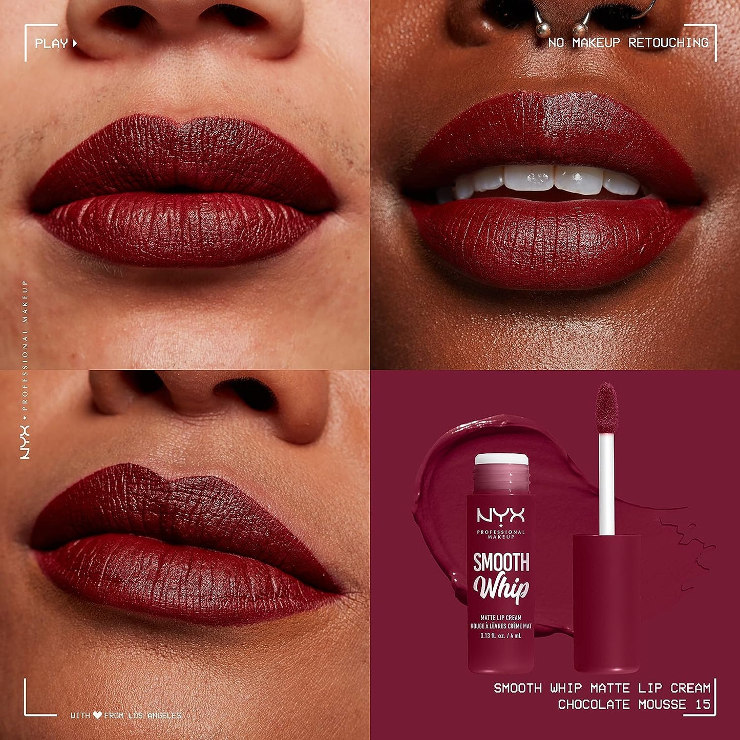 Smooth Whip Matte Lip Cream, Long Lasting, Moisturizing, Vegan Liquid Lipstick - Chocolate Mousse (Deep Red Brown)