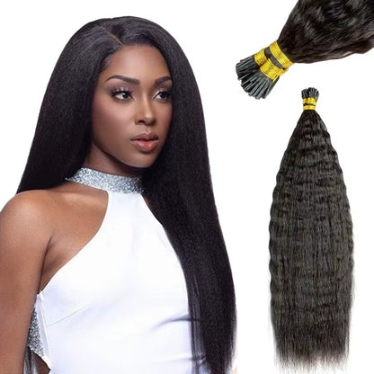 Tip Hair Extensions Kinky Straight Human Hair 16-26Inch Hair Extensions Real Human Hair Pre Bonded Hair Extensions for Women