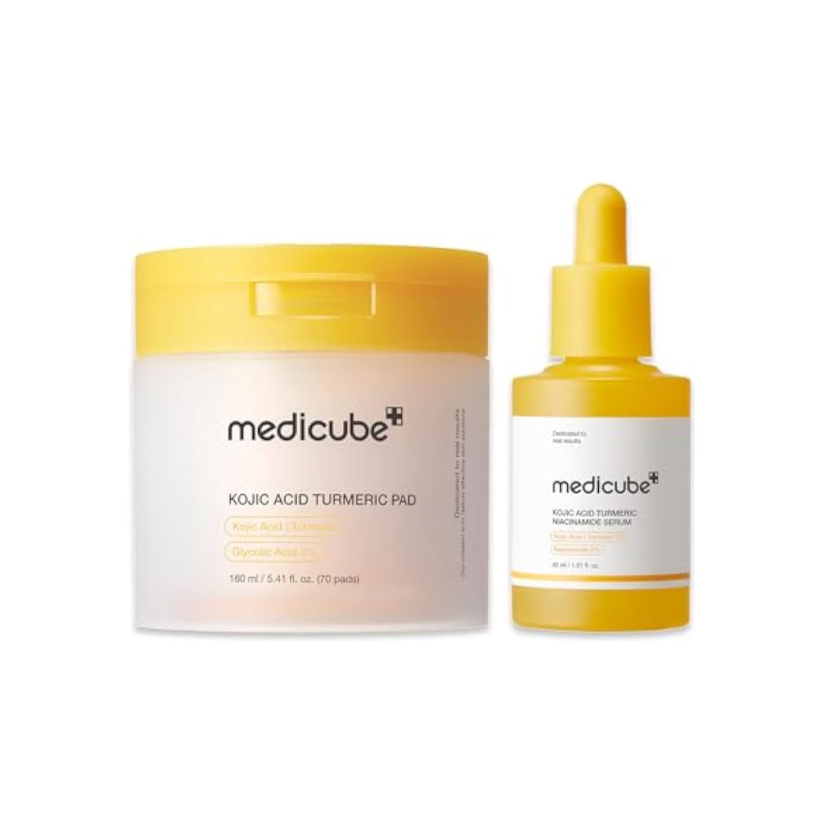 MEDICUBE - Kojic Acid Renew & Smooth Duo for Troubled Skin: Kojic Acid Turmeric Clarifying Toner Pad and Kojic Acid Turmeric Clarifying & Balancing Capsule Serum