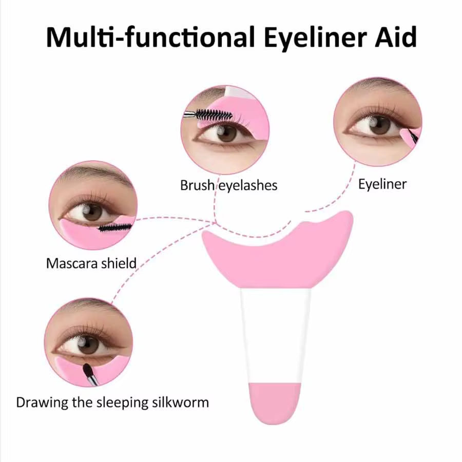 4PCS Eyeliner Stencils Set Reusable Silicone Eyeliner Tool Lash Guard Eye Lips Makeup Tool for Women