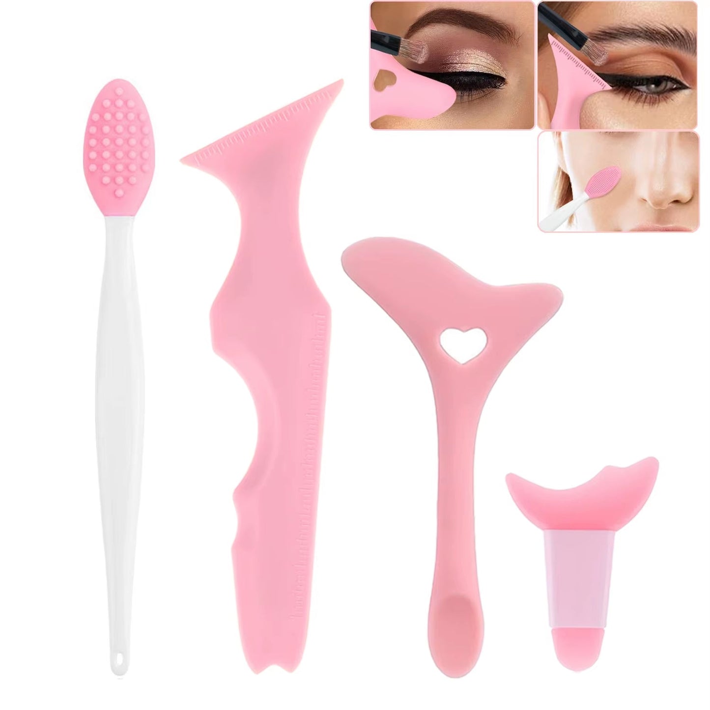 4PCS Eyeliner Stencils Set Reusable Silicone Eyeliner Tool Lash Guard Eye Lips Makeup Tool for Women