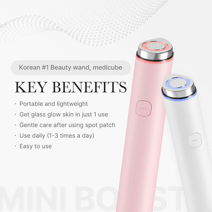 MEDICUBE - Mini Booster Pro White | Affordable At-Home Facial Device for Beginners - Portable Glow Booster for Glass Skin, Boosting Skin Care Absorption, Skincare for Teens, Korean Skin Care