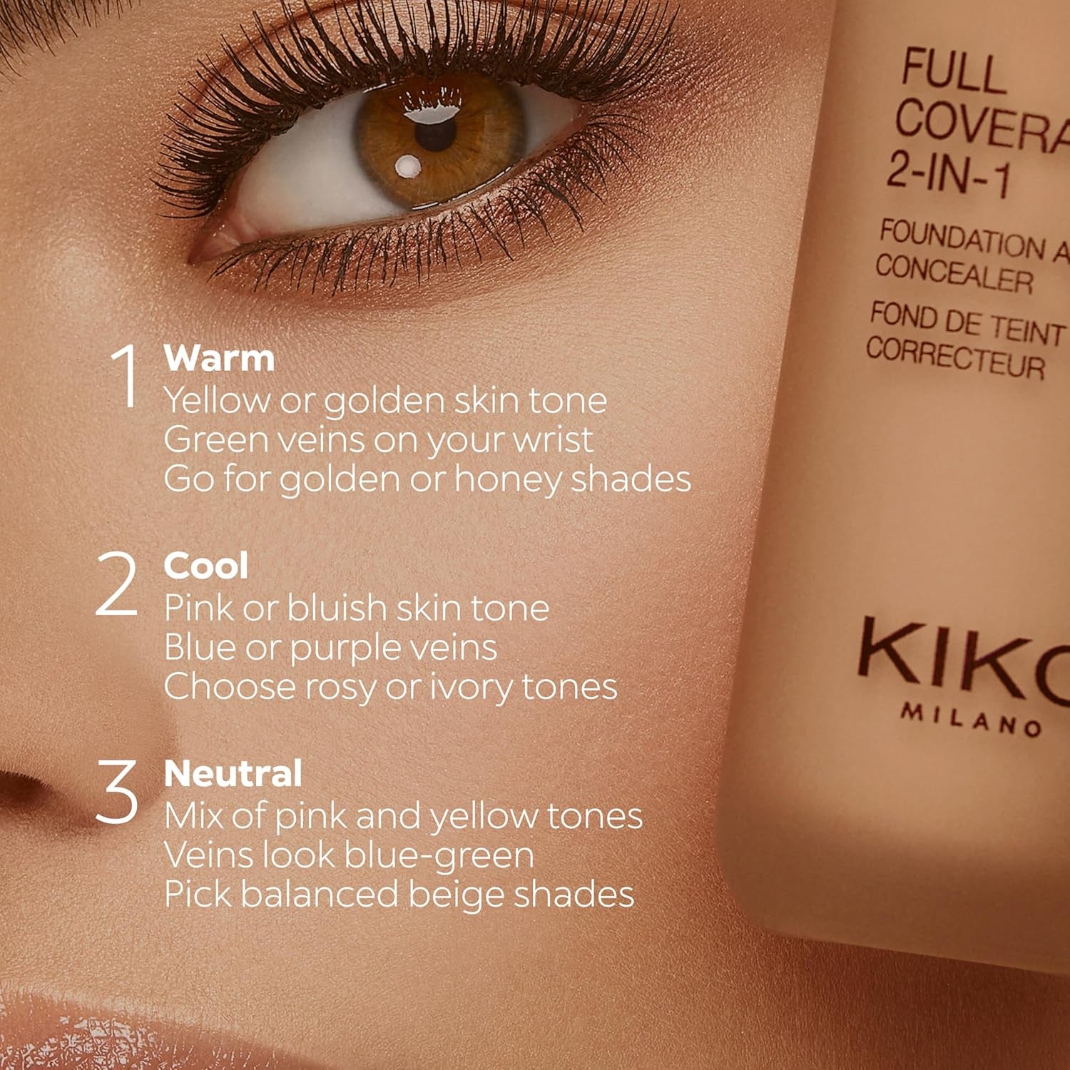 KIKO MILANO - Full Coverage 2-In-1 Foundation & Concealer 14 - N 170, 2 in 1 Foundation and Concealer, Superior Coverage