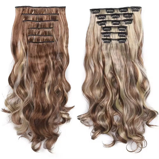 Synthetic 6Pcs Clip in Hair Extensions Soft Long Wavy Clip on Hair Extensions Thick Hairpieces Curly Clip in Hair Extensions