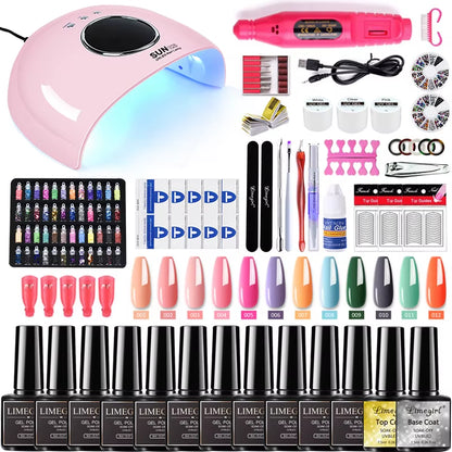 Manicure Set for Nail Extensions Gel Nail Polish Set Quick Building Polygels Set with 120W/72W/54W LED Nail Lamp Nail Tools Set