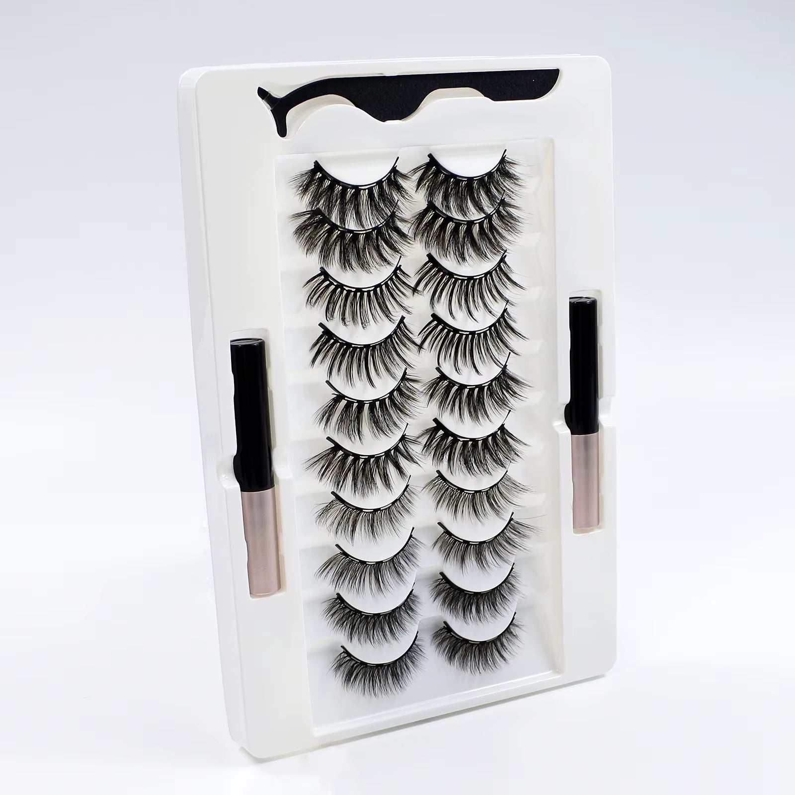 10Pairs Magnet False Eyelashes Reusable Magnetic Eyelashes with Eyeliner and Tweezers Natural Look Fake Eyelashes