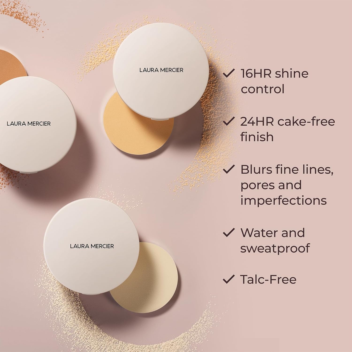 Ultra-Blur Talc-Free Waterproof Translucent Pressed Setting Powder, 16HR Weightless Wear and Shine Control, Hyaluronic Acid Infused for 24HR Hydration, Natural Finish, Includes Puff