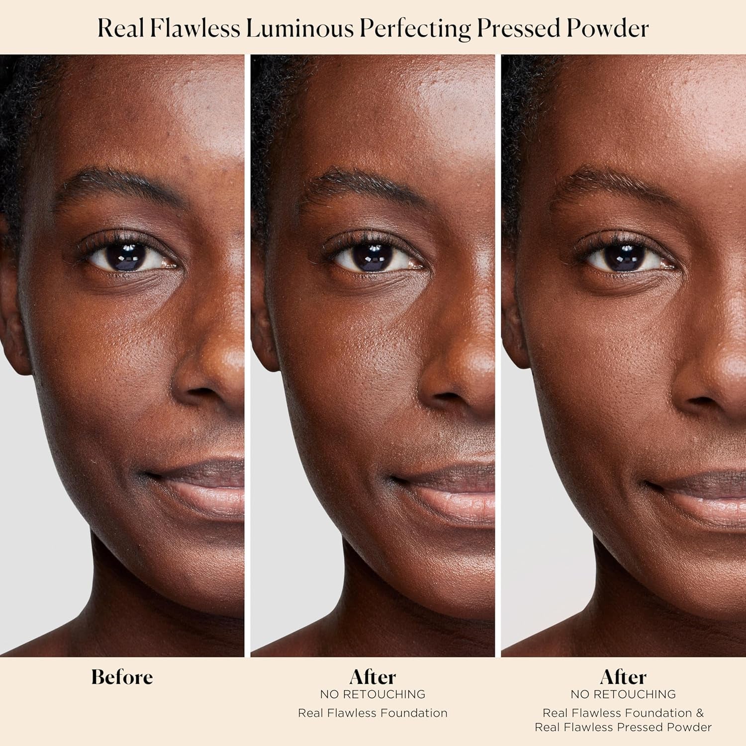 Real Flawless Luminous Perfecting Talc-Free Pressed Finishing Powder, Creamy Formula, Light Coverage, Natural Luminous Finish, Enlivens Skin, Adds Dimension