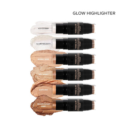 Nudestix Nudies Glow Cream Highlighter Bronze + Glow 3-In-1 All over Face Colour for Eyes, Cheeks, Lips W/Blending Brush