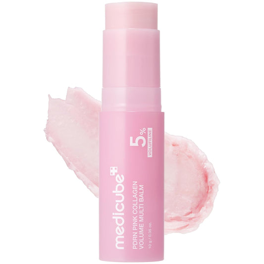 MEDICUBE - PDRN Pink Collagen Volume Multi Balm Stick | Volufiline, PDRN, NAD, Collagen | Face & Body Balm for Under-Eyes, Neck, Forehead, Smile Lines, Lips | Plumping, Radiance, Line Care | K-Beauty