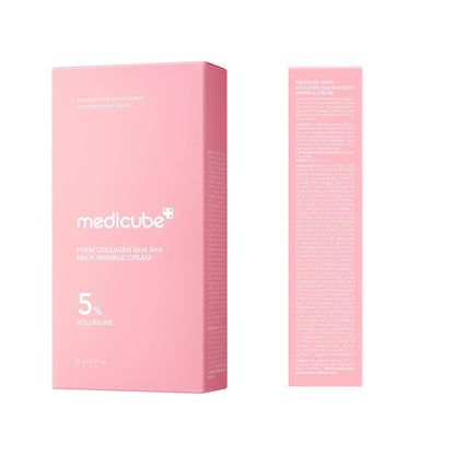 MEDICUBE - PDRN Collagen Gua Sha Neck Wrinkle Cream | Built-In Gua Sha Massager with Volufiline 5% | Firming, Contour Care for the Look of Fine Lines, Jawline, Neck, Décolleté | Korean Skincare, 3.17 Oz