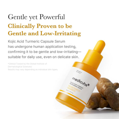 MEDICUBE - Kojic Acid Turmeric Clarifying & Balancing Capsule Serum for Troubled Skin | Soothing & Brightening Facial Serum | Niacinamide & Glow Capsules for Hydration and Barrier Support | 1.01 Fl.Oz