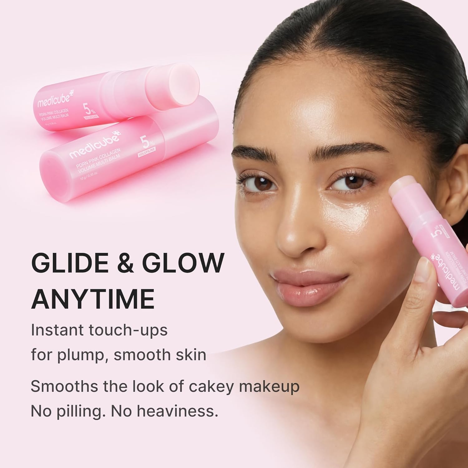 MEDICUBE - PDRN Pink Collagen Volume Multi Balm Stick | Volufiline, PDRN, NAD, Collagen | Face & Body Balm for Under-Eyes, Neck, Forehead, Smile Lines, Lips | Plumping, Radiance, Line Care | K-Beauty