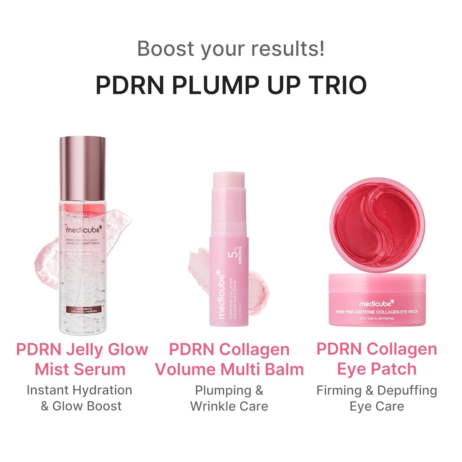 MEDICUBE - PDRN Pink Collagen Volume Multi Balm Stick | Volufiline, PDRN, NAD, Collagen | Face & Body Balm for Under-Eyes, Neck, Forehead, Smile Lines, Lips | Plumping, Radiance, Line Care | K-Beauty