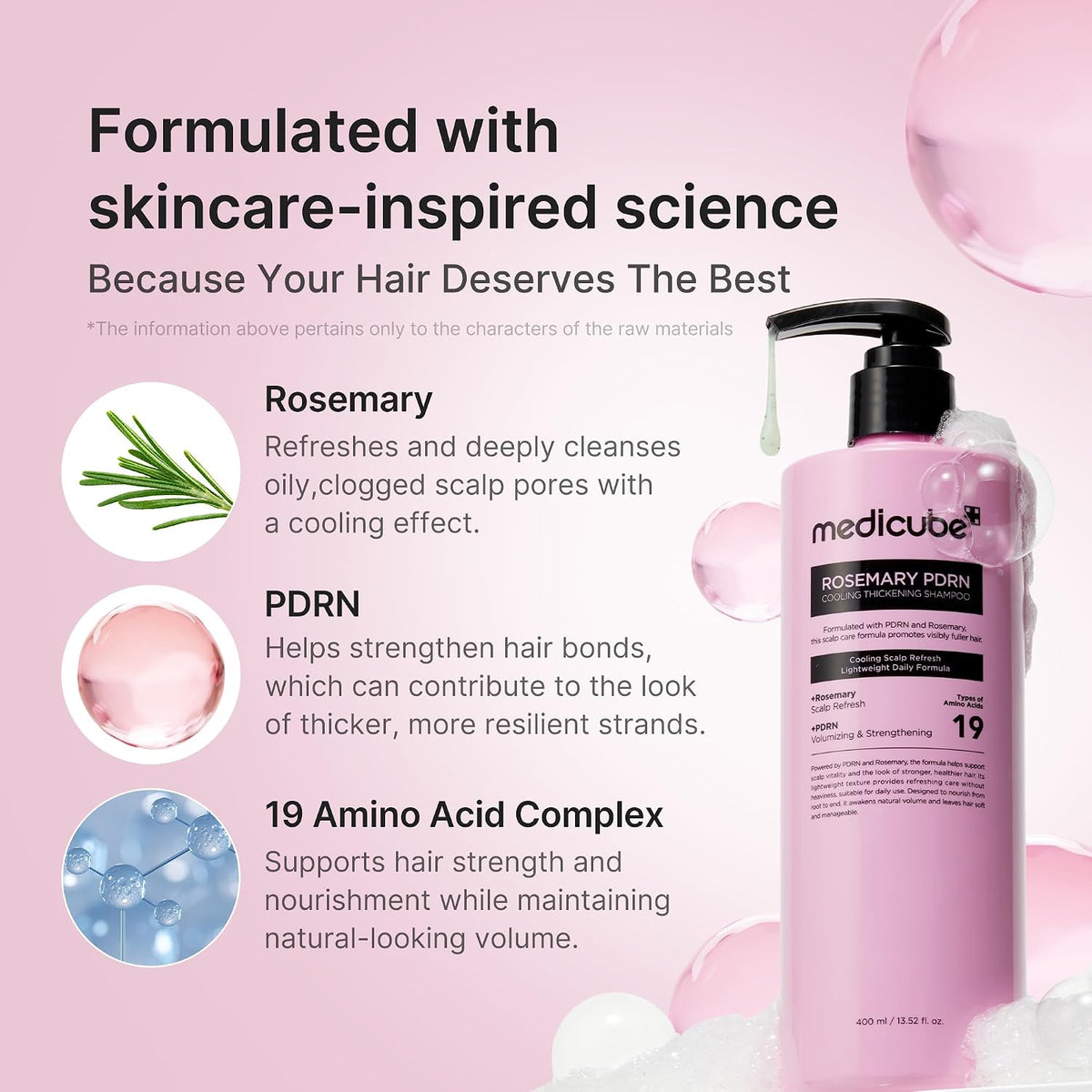 MEDICUBE - Rosemary PDRN Clarifying Thickening Shampoo, 13.52 Fl.Oz