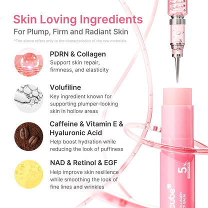 MEDICUBE - PDRN Pink Collagen Volume Multi Balm Stick | Volufiline, PDRN, NAD, Collagen | Face & Body Balm for Under-Eyes, Neck, Forehead, Smile Lines, Lips | Plumping, Radiance, Line Care | K-Beauty