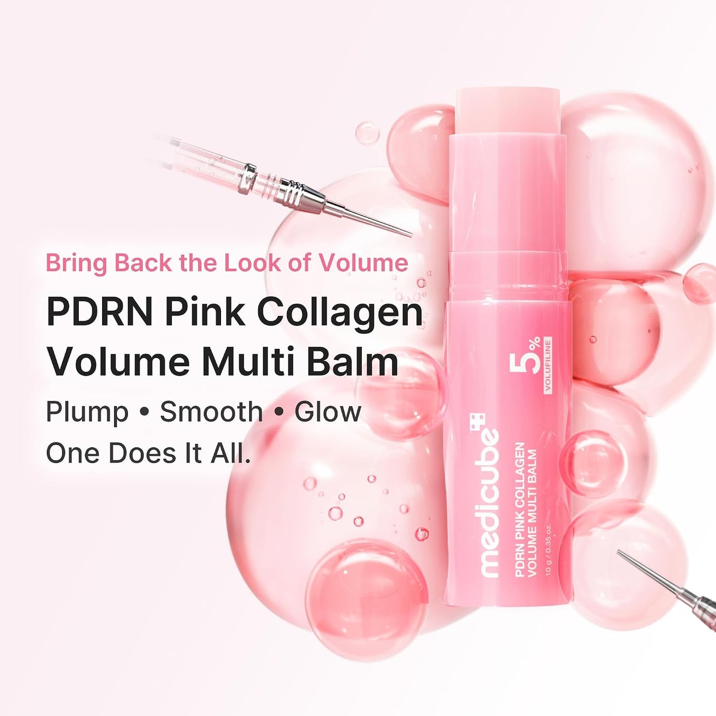 MEDICUBE - PDRN Pink Collagen Volume Multi Balm Stick | Volufiline, PDRN, NAD, Collagen | Face & Body Balm for Under-Eyes, Neck, Forehead, Smile Lines, Lips | Plumping, Radiance, Line Care | K-Beauty
