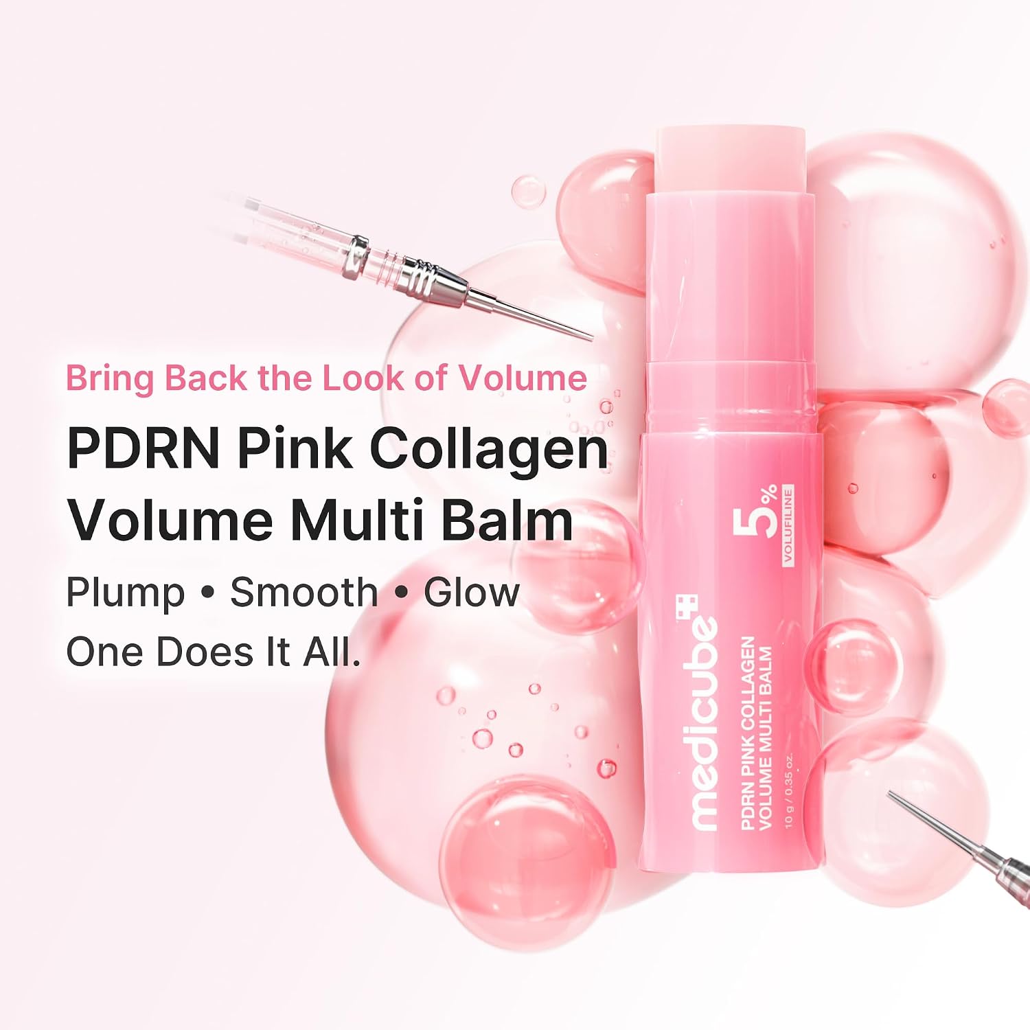 MEDICUBE - PDRN Pink Collagen Volume Multi Balm Stick | Volufiline, PDRN, NAD, Collagen | Face & Body Balm for Under-Eyes, Neck, Forehead, Smile Lines, Lips | Plumping, Radiance, Line Care | K-Beauty