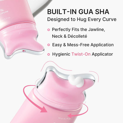 MEDICUBE - PDRN Collagen Gua Sha Neck Wrinkle Cream | Built-In Gua Sha Massager with Volufiline 5% | Firming, Contour Care for the Look of Fine Lines, Jawline, Neck, Décolleté | Korean Skincare, 3.17 Oz