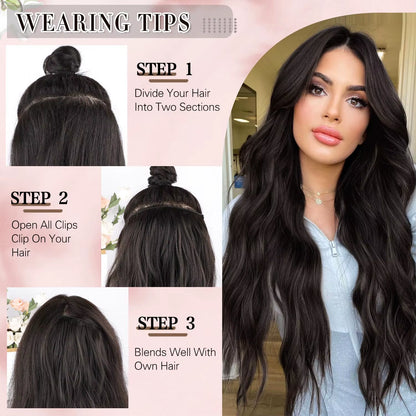 Synthetic 6Pcs Clip in Hair Extensions Soft Long Wavy Clip on Hair Extensions Thick Hairpieces Curly Clip in Hair Extensions