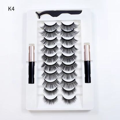 10Pairs Magnet False Eyelashes Reusable Magnetic Eyelashes with Eyeliner and Tweezers Natural Look Fake Eyelashes