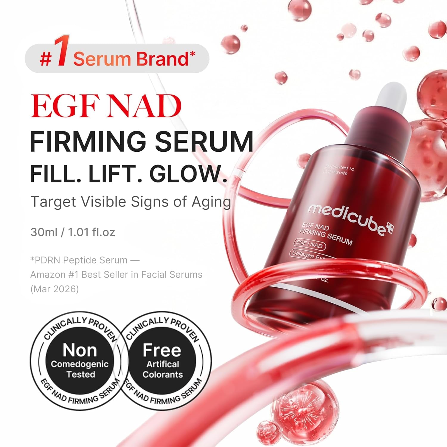 MEDICUBE - EGF NAD Firming Serum for Face & Neck | Anti-Aging Serum with EGF Peptide, NAD+ & Collagen | Wrinkle Appearance, Elasticity & Pore Care | Korean Skincare, 1.01 Fl.Oz