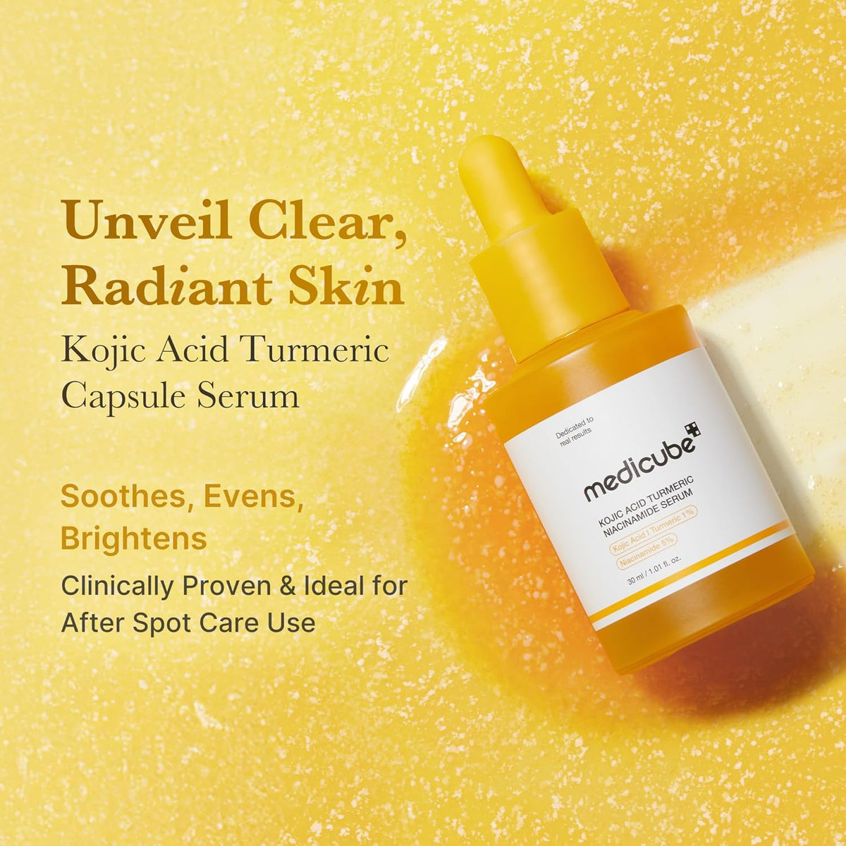 MEDICUBE - Kojic Acid Turmeric Clarifying & Balancing Capsule Serum for Troubled Skin | Soothing & Brightening Facial Serum | Niacinamide & Glow Capsules for Hydration and Barrier Support | 1.01 Fl.Oz