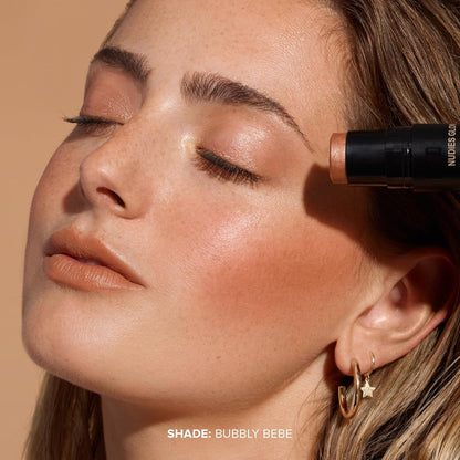 Nudestix Nudies Glow Cream Highlighter Bronze + Glow 3-In-1 All over Face Colour for Eyes, Cheeks, Lips W/Blending Brush