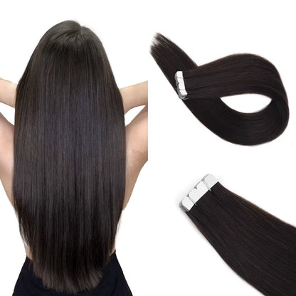 Mini Tape in Human Hair Extensions Straight Seamless Skin Weft Invisible Natural Non-Remy Human Hair Adhesive Extension