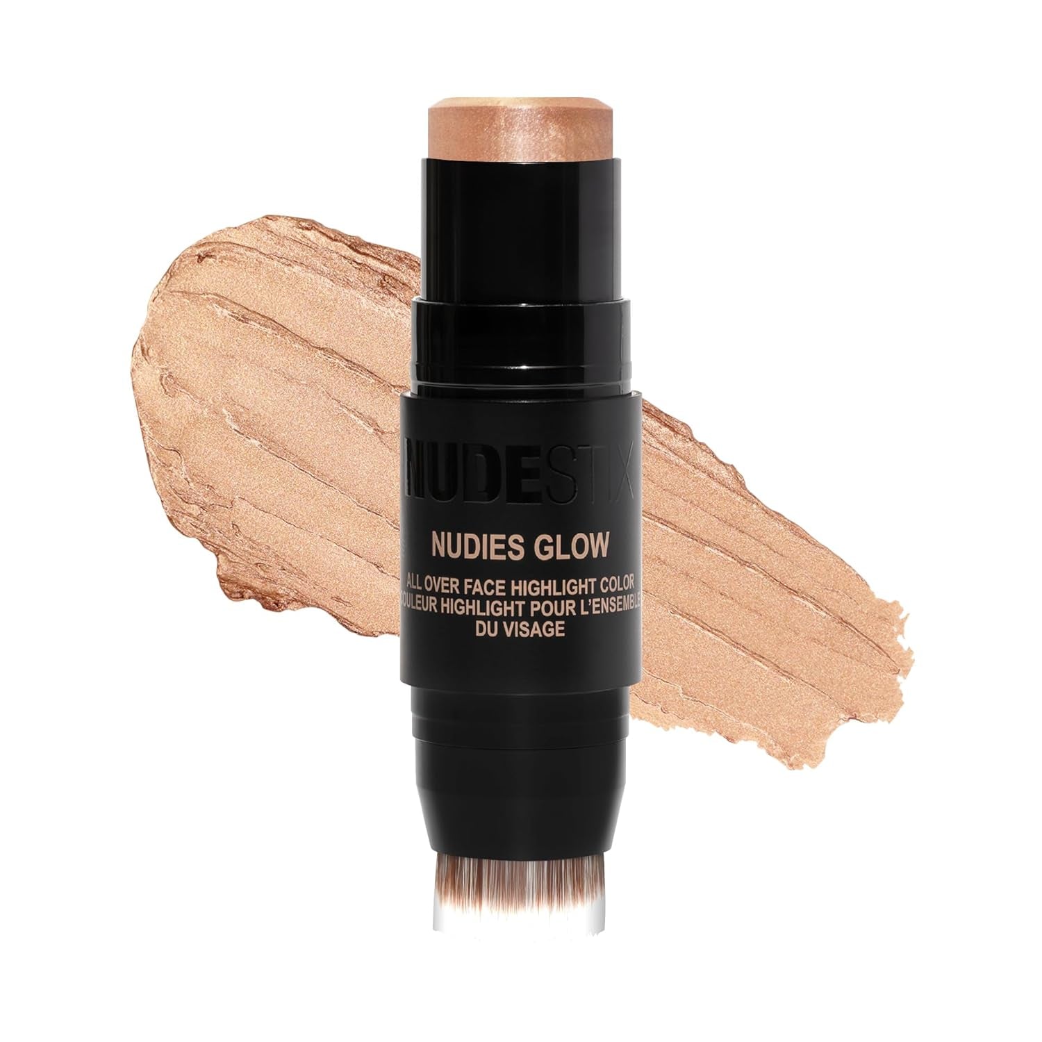 Nudestix Nudies Glow Cream Highlighter Bronze + Glow 3-In-1 All over Face Colour for Eyes, Cheeks, Lips W/Blending Brush