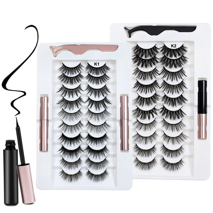 10Pairs Magnet False Eyelashes Reusable Magnetic Eyelashes with Eyeliner and Tweezers Natural Look Fake Eyelashes