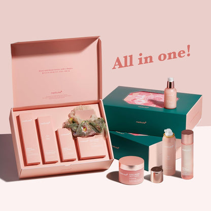 MEDICUBE - Pink Collagen Skincare Set | Gifts for Women Men | Holiday Gifts | 4-Step Korean Skincare Set with Niacinamide, Collagen & Hyaluronic Acid, Full-Sized Skincare Gift