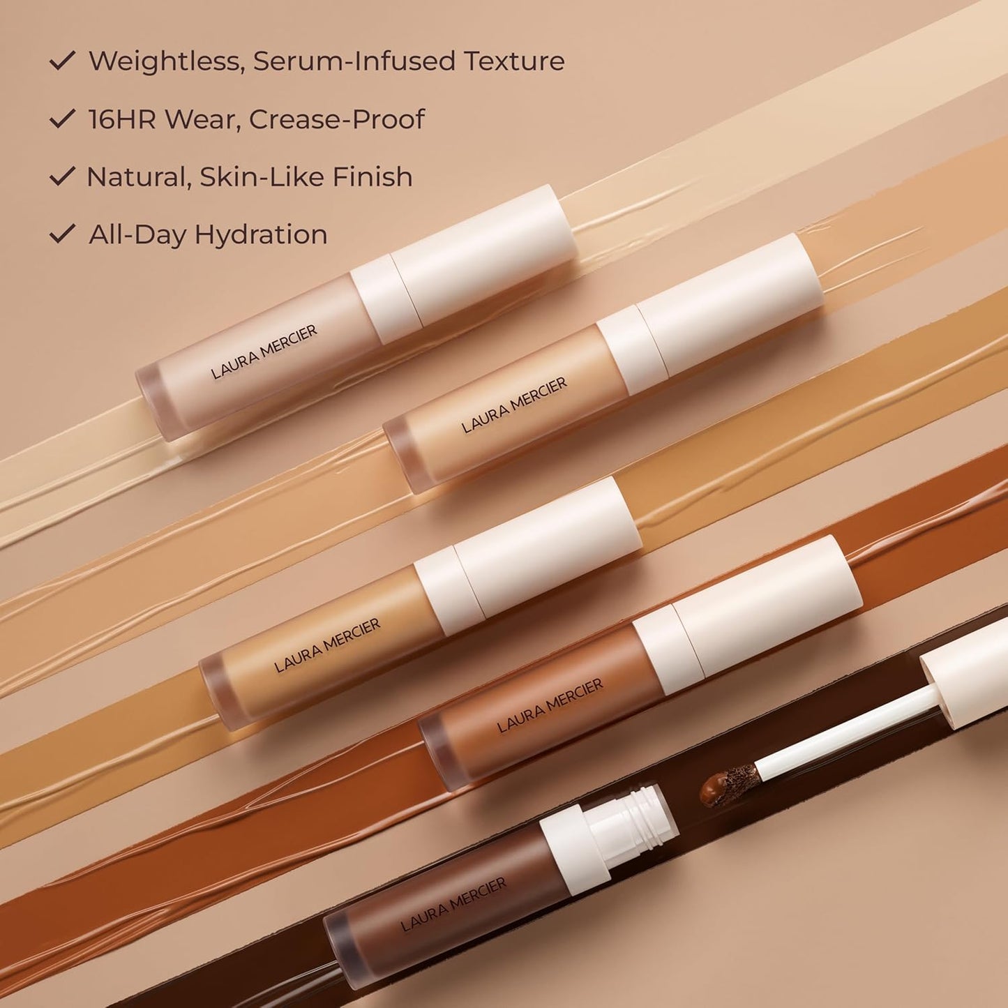 Real Flawless Weightless Perfecting Serum Concealer, Long-Lasting, Waterproof, & Crease-Proof Wear, Buildable Coverage, Oil-Free