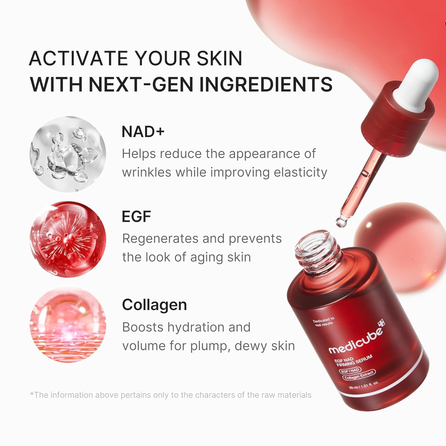 MEDICUBE - EGF NAD Firming Serum for Face & Neck | Anti-Aging Serum with EGF Peptide, NAD+ & Collagen | Wrinkle Appearance, Elasticity & Pore Care | Korean Skincare, 1.01 Fl.Oz