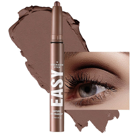 Brown Eyeshadow Stick Makeup,Matte Cream Eye Shadow Pencil,High Pigmented Crease Proof Glitter Eye Shadow Brightener Stick,Waterproof Long Lasting Eye Highlighter Crayon Eyeliner