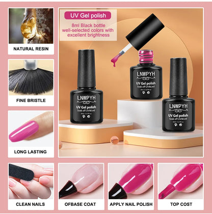 Gel Nail Polish Set Poly Nail Gel Kit with Nail Lamp Semi Permanent Gel Varnish Set Professional Nail Art Tools Kit Manicure Set