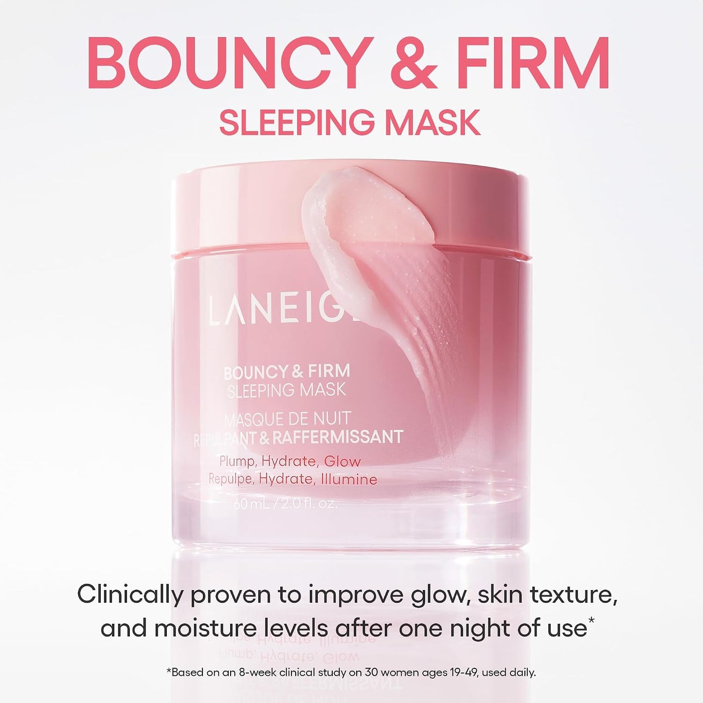 LANEIGE Bouncy & Firm Sleeping Mask: Korean Overnight Face Mask to Plump, Firm, & Boost Elasticity, with Peony & Collagen Complex for Visibly Plumper, Hydrated Skin | Korean Skin Care