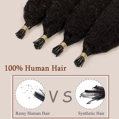 Tip Hair Extensions Kinky Straight Human Hair 16-26Inch Hair Extensions Real Human Hair Pre Bonded Hair Extensions for Women