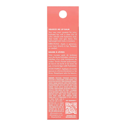 E.L.F. Squeeze Me Lip Balm, Moisturizing Lip Balm for a Sheer Tint of Color, Infused with Hyaluronic Acid, Vegan & Cruelty-Free, Strawberry