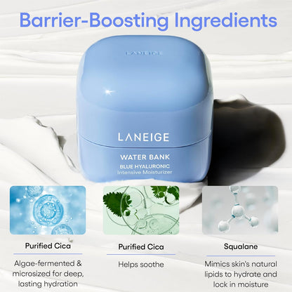 LANEIGE Water Bank Blue Hyaluronic Intensive Moisturizer with Peptides + Squalane: Eczema-Prone Skin, Barrier-Boosting, Nourish, Dryness