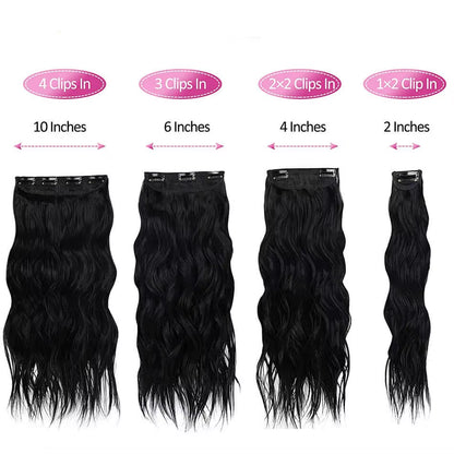 Extensions Long Synthetic Clip in Hair Wavy Clip in Hair Extensions 6Pcs/Set Piece Synthetic Ombre Blonde Brown Thick Hairpieces