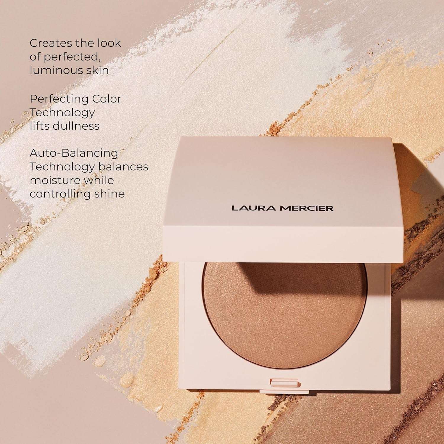 Real Flawless Luminous Perfecting Talc-Free Pressed Finishing Powder, Creamy Formula, Light Coverage, Natural Luminous Finish, Enlivens Skin, Adds Dimension