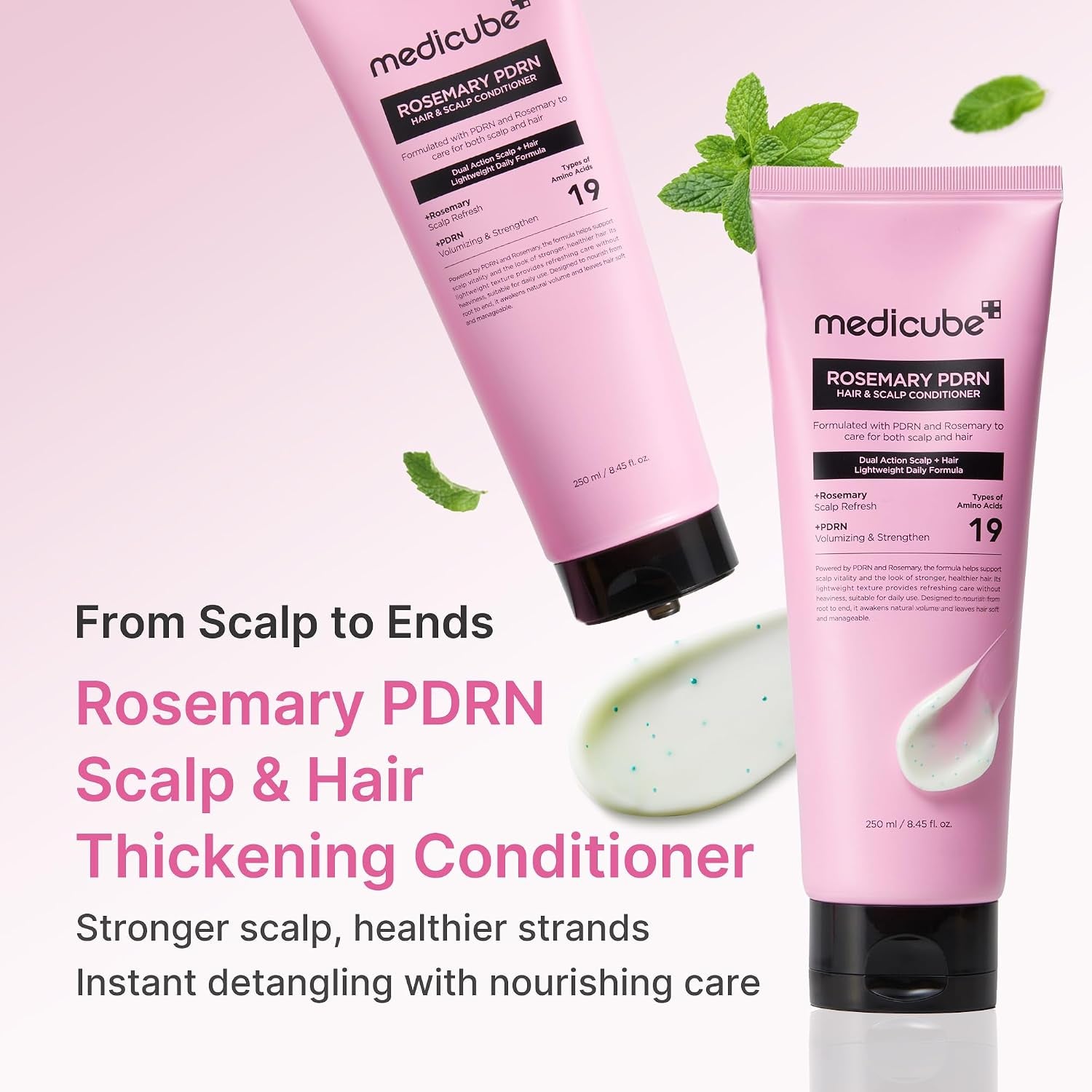 Rosemary PDRN Scalp to Strand Thickening Conditioner | Scalp & Hair Strengthening Conditioner for Fine, Dry Hair | Amino Acid for Strength & Softness | Hair Care Product, 8.45 Fl.Oz