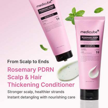 Rosemary PDRN Scalp to Strand Thickening Conditioner | Scalp & Hair Strengthening Conditioner for Fine, Dry Hair | Amino Acid for Strength & Softness | Hair Care Product, 8.45 Fl.Oz
