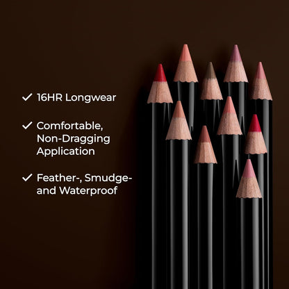 Caviar Perfecting Lip Liner Pencil, 16HR Longwear, Comfortable Non-Dragging Application, Feather and Water-Proof, Infused with French Hyaluronic Acid and Vitamin E